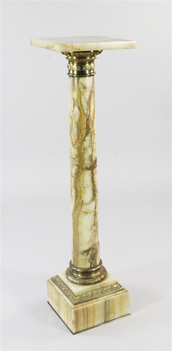 A late Victorian ormolu mounted onyx column, H.3ft 7in.